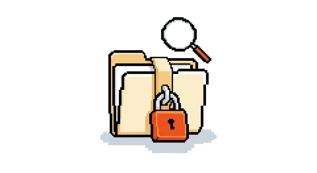 Cartella dati sicura con lucchetto in pixel art
