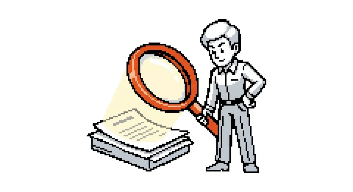 Recruiter che analizza CV con lente d'ingrandimento