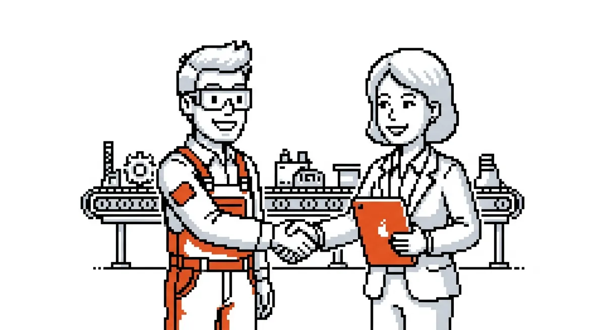Recruiter stringe la mano a un operaio
