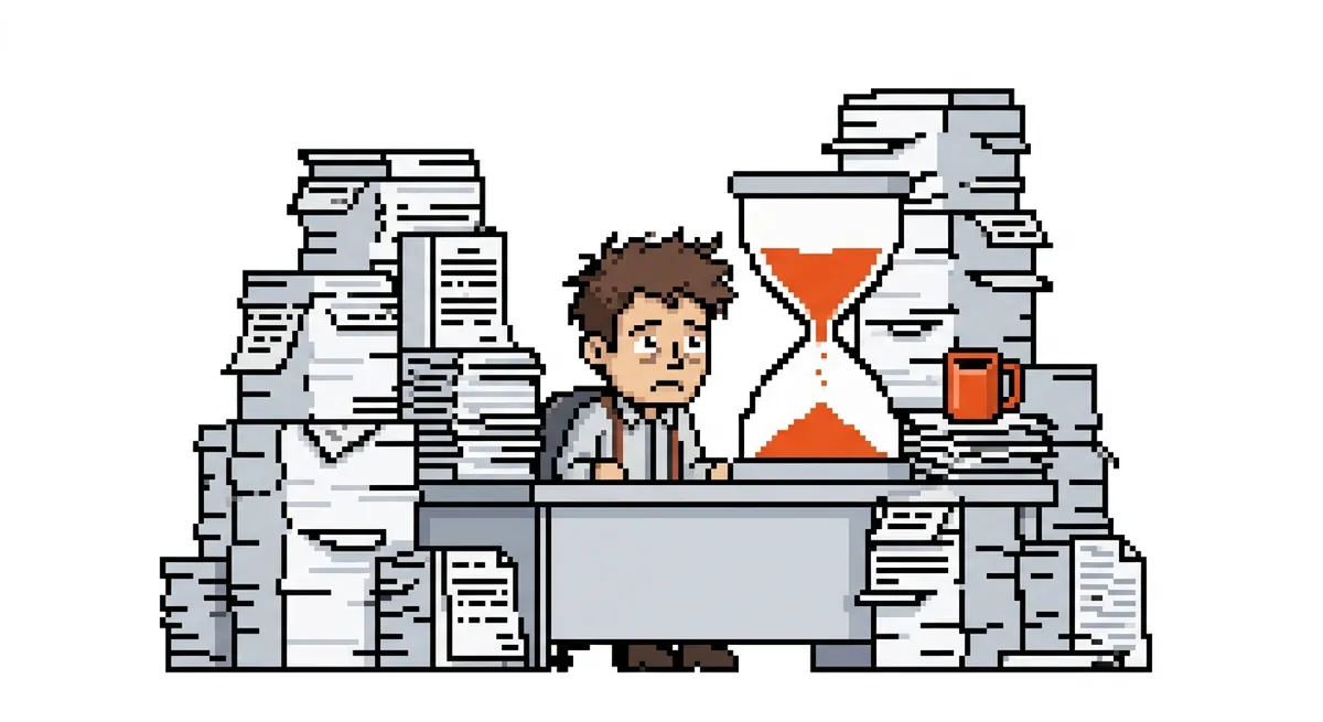 HR manager con clessidra e documenti
